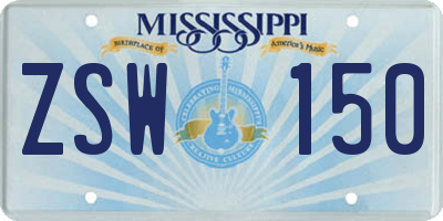 MS license plate ZSW150