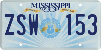 MS license plate ZSW153