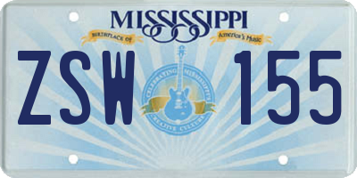 MS license plate ZSW155