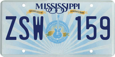MS license plate ZSW159