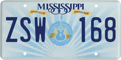 MS license plate ZSW168