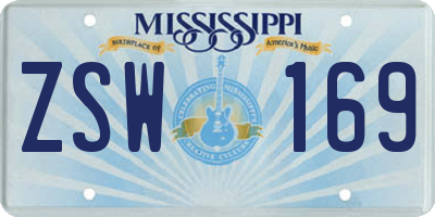 MS license plate ZSW169