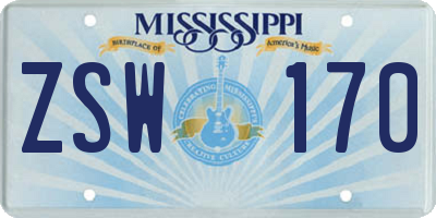 MS license plate ZSW170