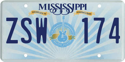 MS license plate ZSW174