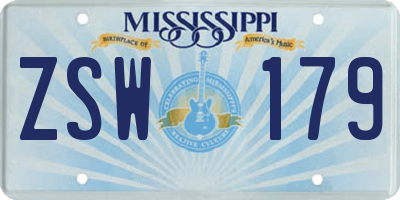 MS license plate ZSW179