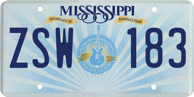 MS license plate ZSW183
