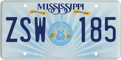 MS license plate ZSW185