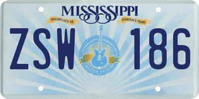 MS license plate ZSW186