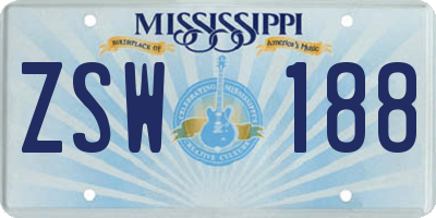 MS license plate ZSW188