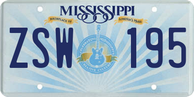 MS license plate ZSW195