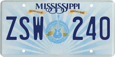 MS license plate ZSW240