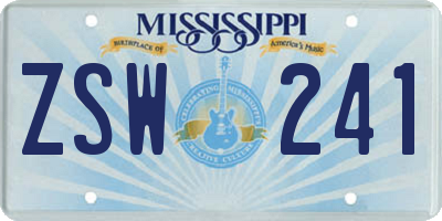 MS license plate ZSW241