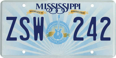 MS license plate ZSW242