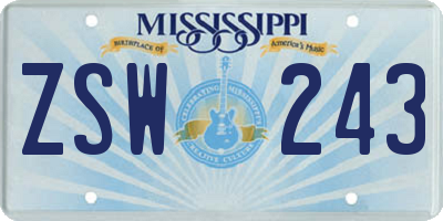 MS license plate ZSW243