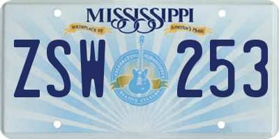 MS license plate ZSW253