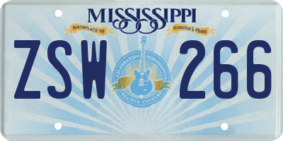 MS license plate ZSW266