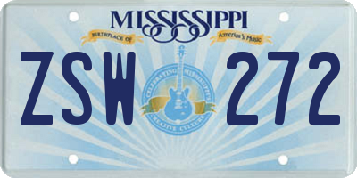 MS license plate ZSW272