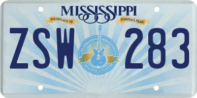 MS license plate ZSW283
