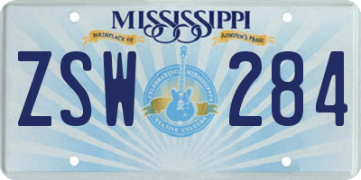 MS license plate ZSW284