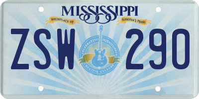 MS license plate ZSW290