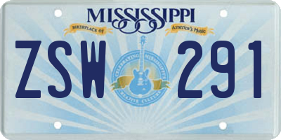 MS license plate ZSW291