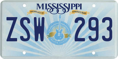 MS license plate ZSW293