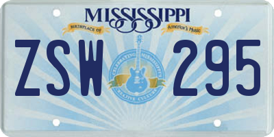 MS license plate ZSW295