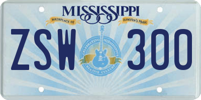 MS license plate ZSW300