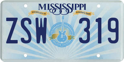MS license plate ZSW319