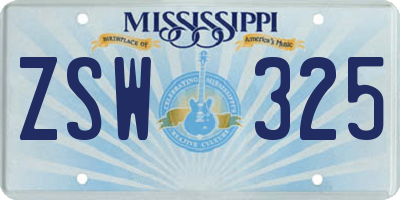 MS license plate ZSW325