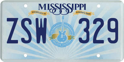 MS license plate ZSW329