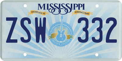 MS license plate ZSW332