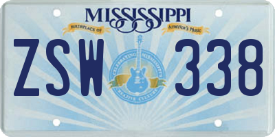 MS license plate ZSW338