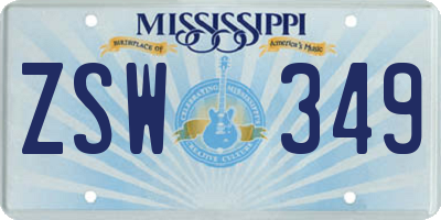 MS license plate ZSW349