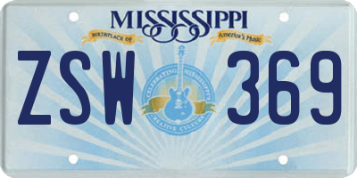 MS license plate ZSW369