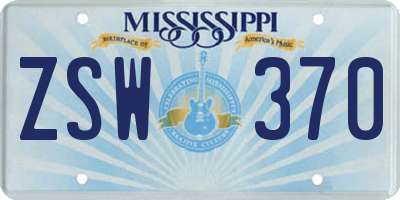 MS license plate ZSW370