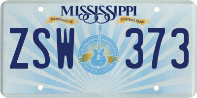 MS license plate ZSW373