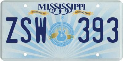 MS license plate ZSW393