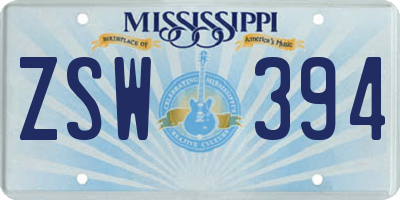 MS license plate ZSW394