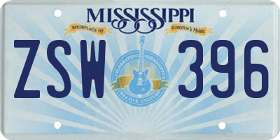 MS license plate ZSW396