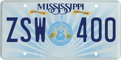MS license plate ZSW400