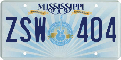 MS license plate ZSW404