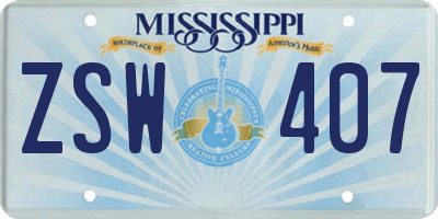 MS license plate ZSW407
