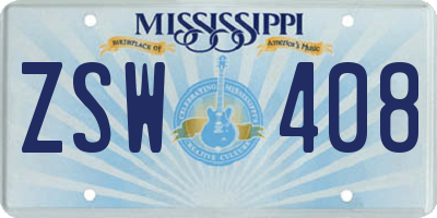 MS license plate ZSW408