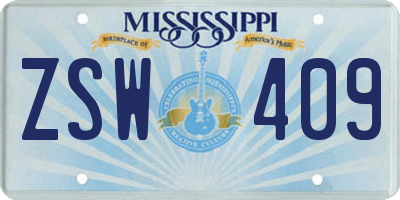 MS license plate ZSW409
