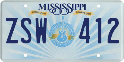 MS license plate ZSW412