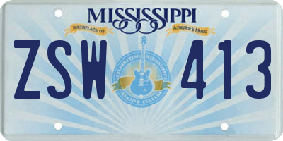MS license plate ZSW413