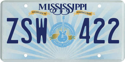 MS license plate ZSW422