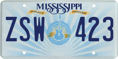 MS license plate ZSW423