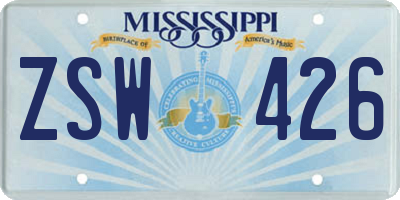 MS license plate ZSW426